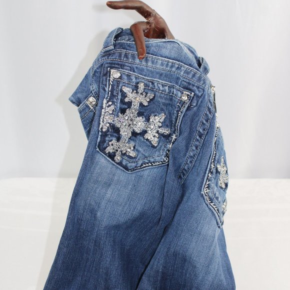 Miss Me Embellished Bling Boot Cut Jean, Size 27 - Picture 6 of 9